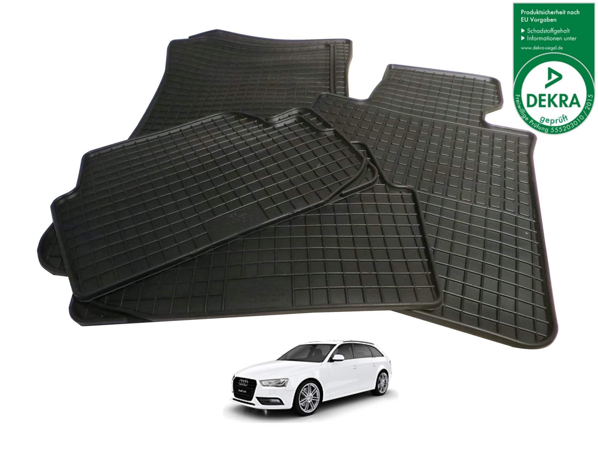 Fußmatten Gummimatten für Audi A4 B8 2007-2016 Grau Gummi Antirutsch T
